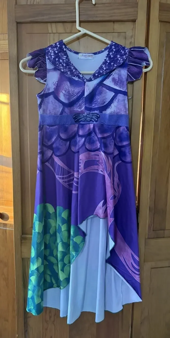 Disney Descendants Mal Dragon Scales Dress Costume Size 7-8(130)
